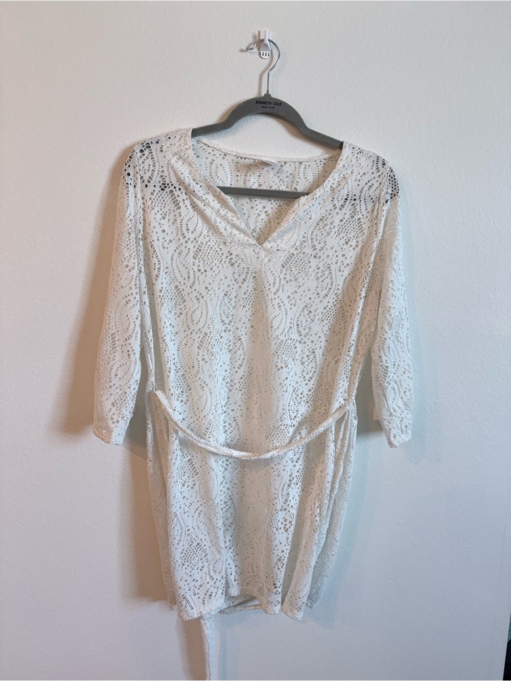 Merona White Lace Swim Cover-Up Tunic with Tie